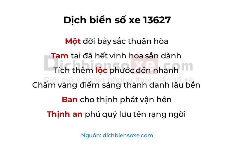 Dịch thơ biển số 13627