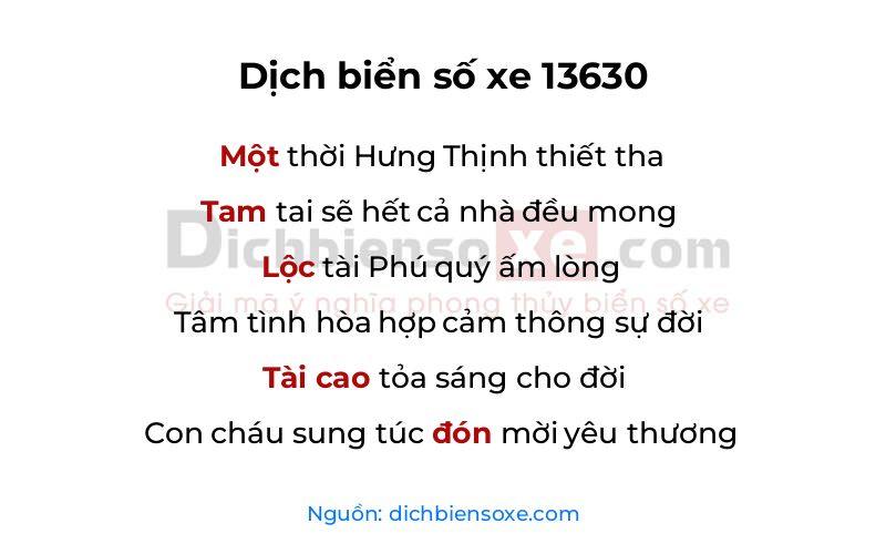 Dịch thơ biển số 13630