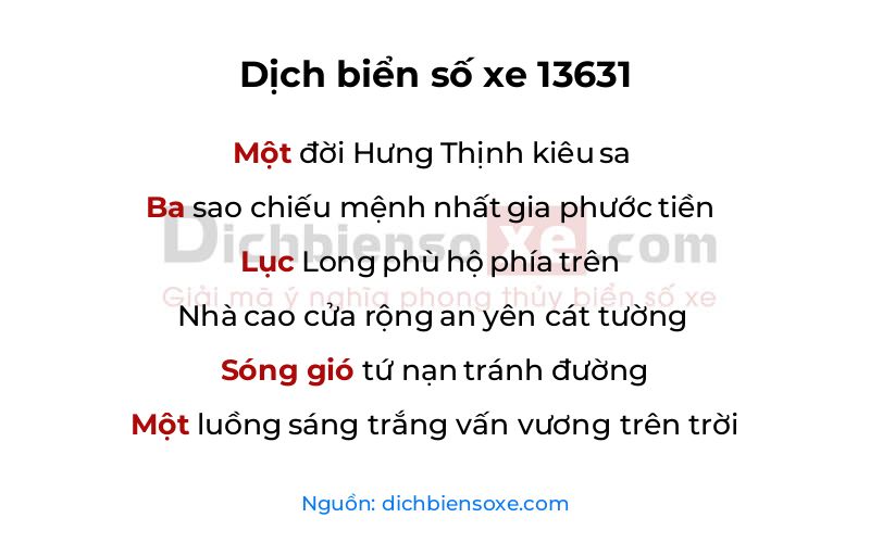 Dịch thơ biển số 13631
