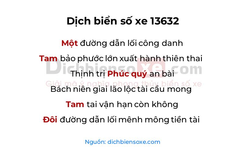 Dịch thơ biển số 13632