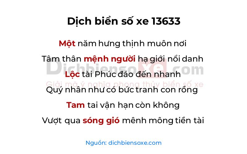 Dịch thơ biển số 13633