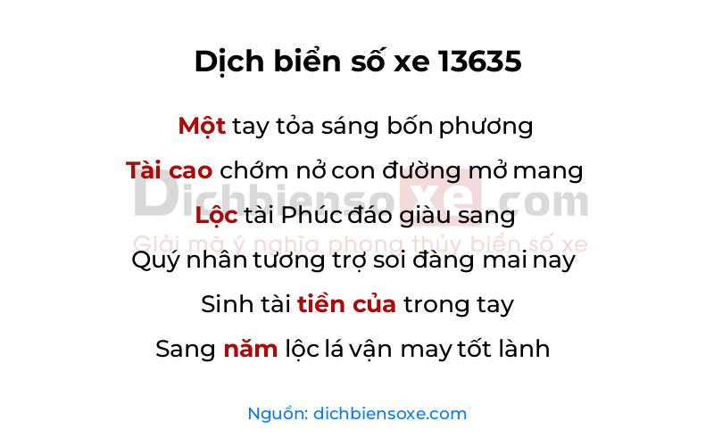 Dịch thơ biển số 13635