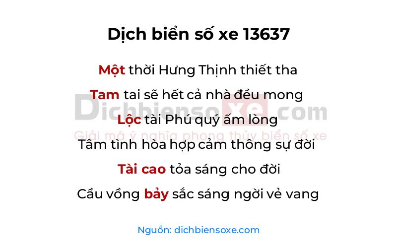 Dịch thơ biển số 13637