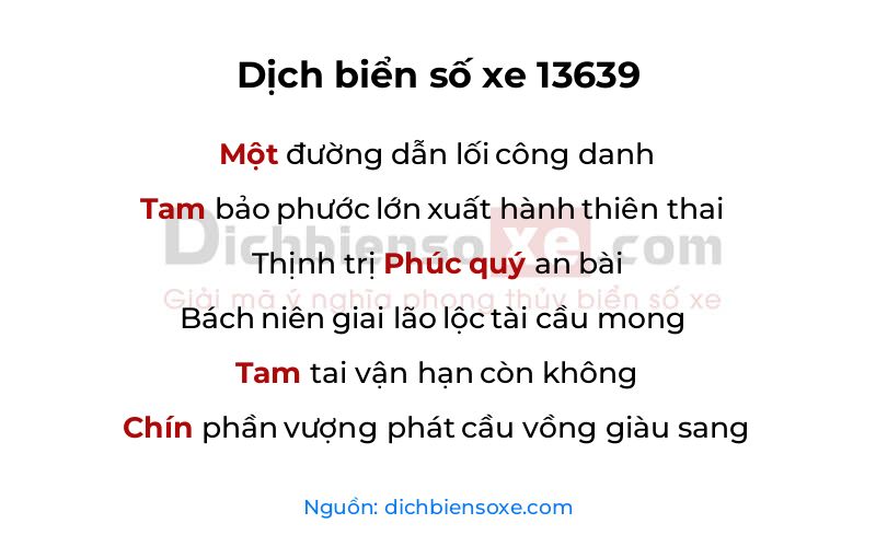 Dịch thơ biển số 13639