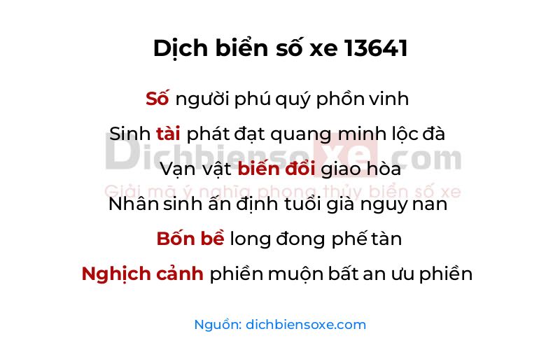 Dịch thơ biển số 13641