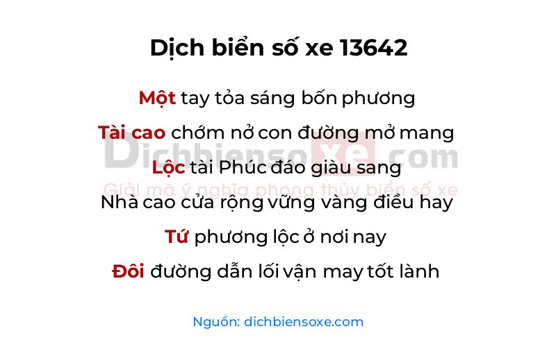 Dịch thơ biển số 13642