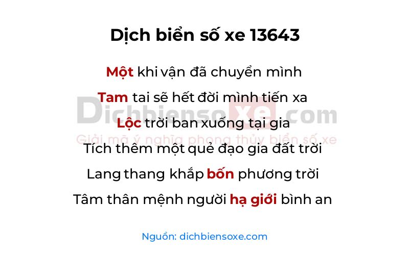 Dịch thơ biển số 13643