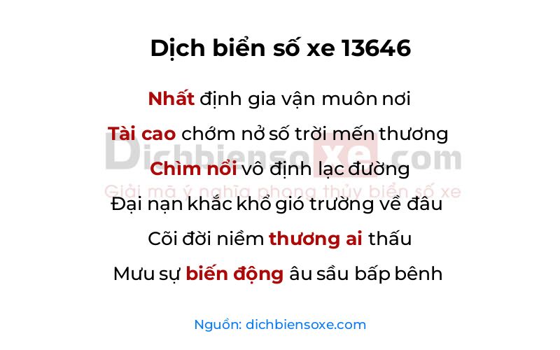 Dịch thơ biển số 13646