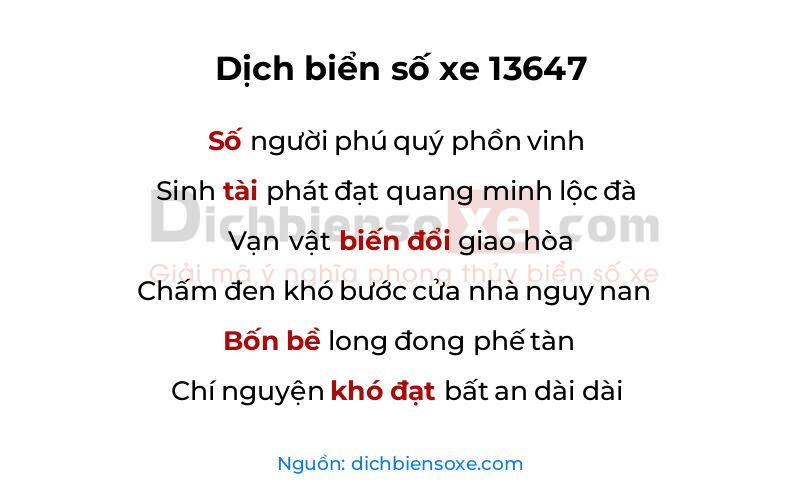 Dịch thơ biển số 13647