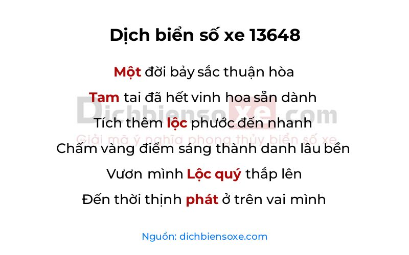 Dịch thơ biển số 13648