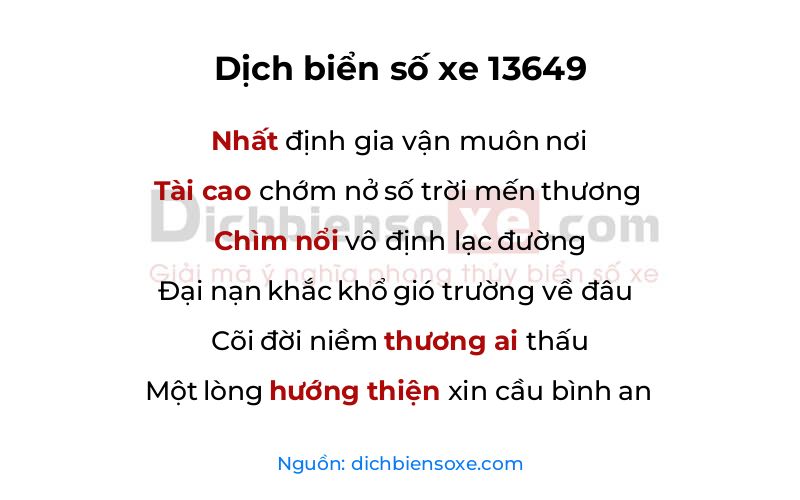 Dịch thơ biển số 13649