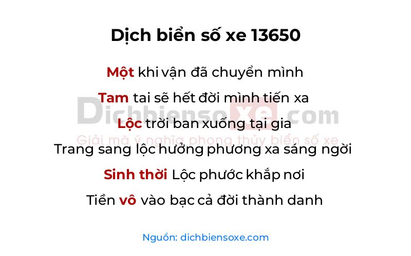 Dịch thơ biển số 13650
