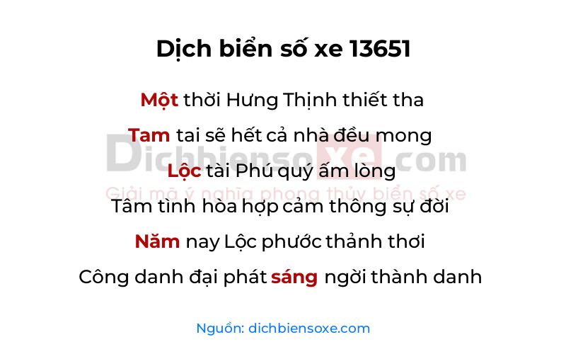 Dịch thơ biển số 13651