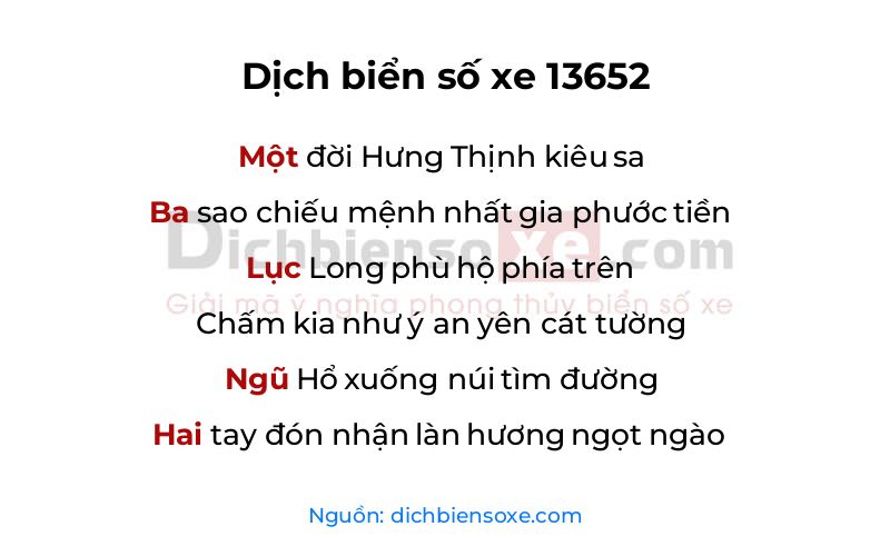 Dịch thơ biển số 13652