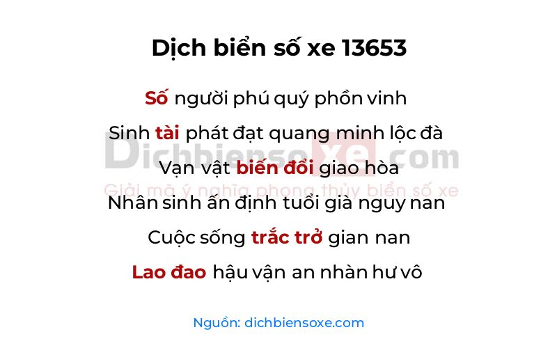 Dịch thơ biển số 13653