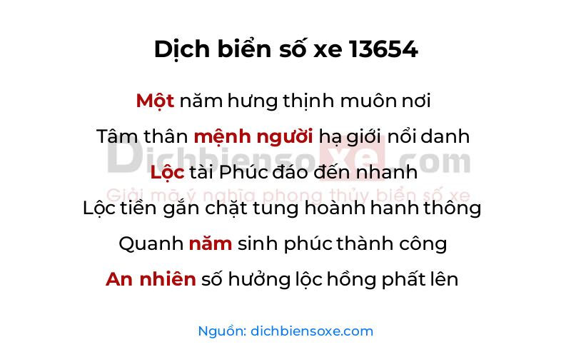 Dịch thơ biển số 13654