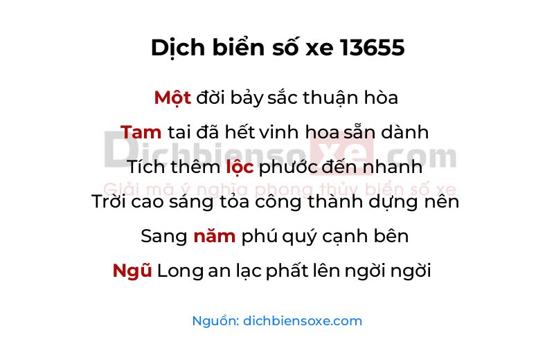 Dịch thơ biển số 13655