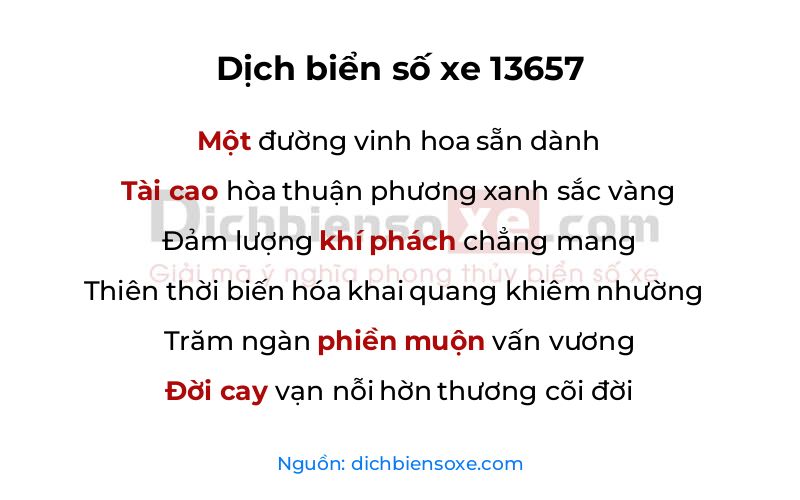 Dịch thơ biển số 13657