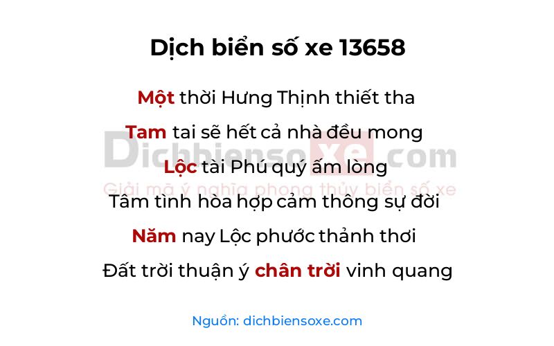 Dịch thơ biển số 13658
