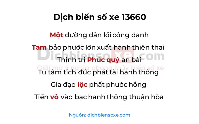 Dịch thơ biển số 13660