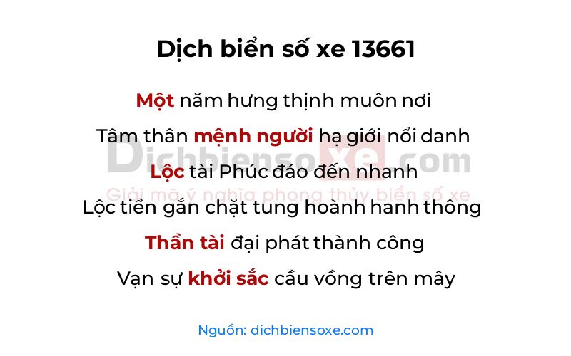 Dịch thơ biển số 13661