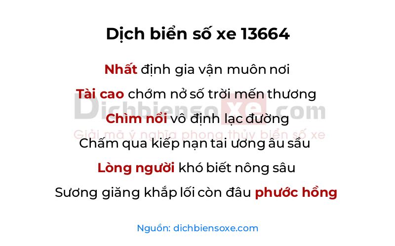 Dịch thơ biển số 13664