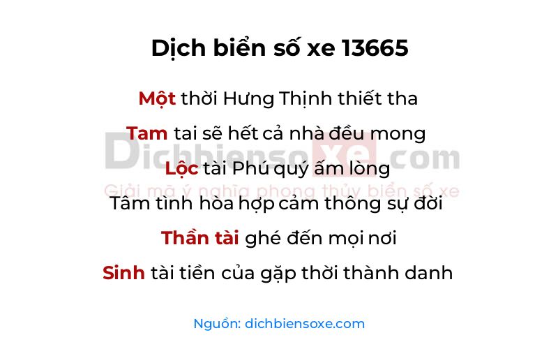 Dịch thơ biển số 13665