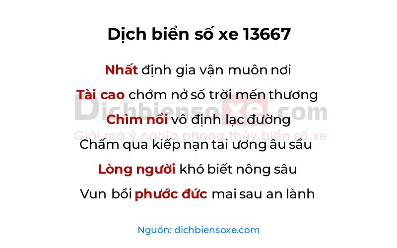Dịch thơ biển số 13667