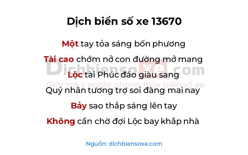 Dịch thơ biển số 13670