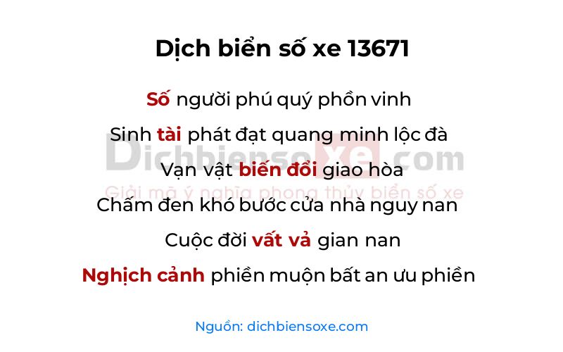 Dịch thơ biển số 13671