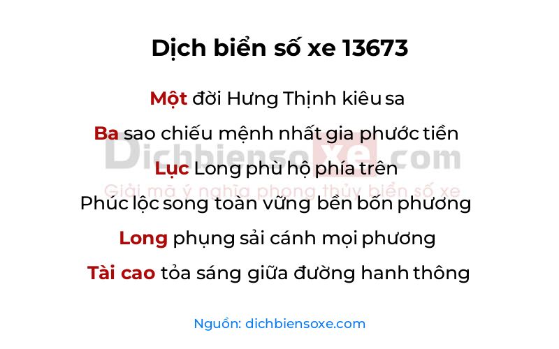 Dịch thơ biển số 13673