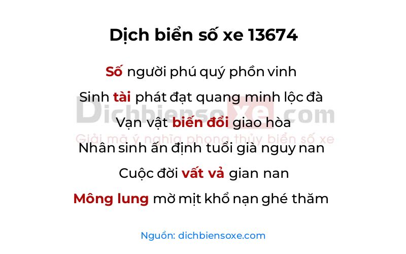 Dịch thơ biển số 13674