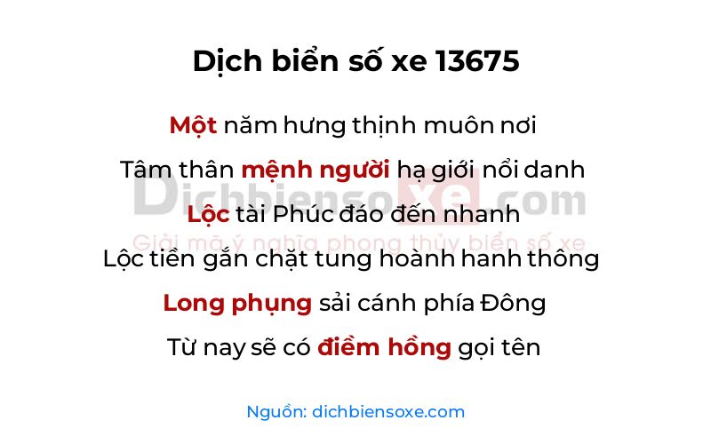 Dịch thơ biển số 13675