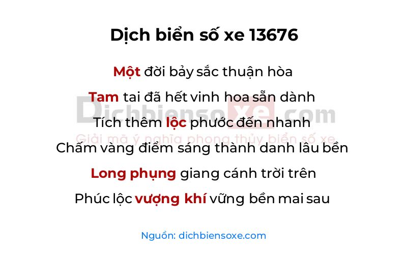 Dịch thơ biển số 13676