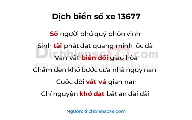 Dịch thơ biển số 13677