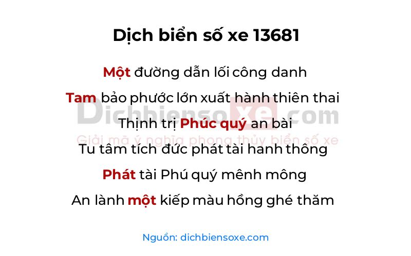 Dịch thơ biển số 13681