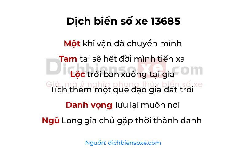 Dịch thơ biển số 13685