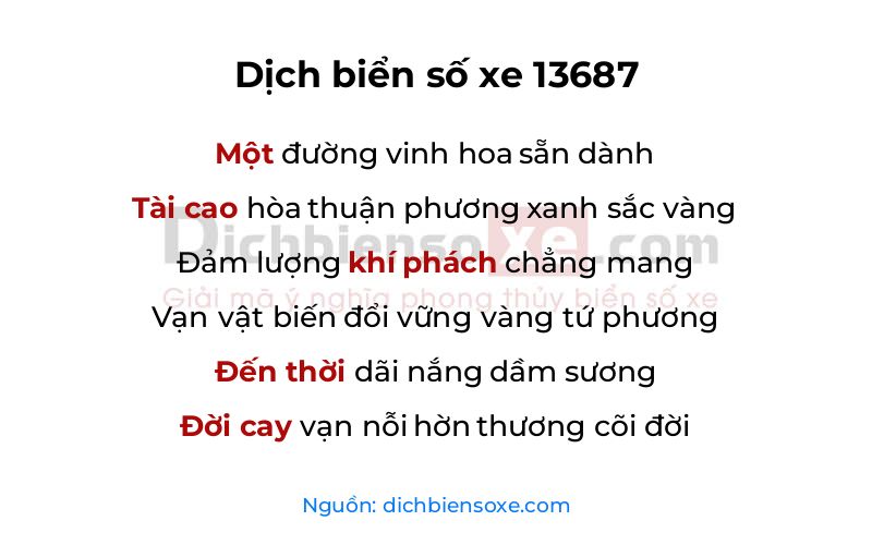 Dịch thơ biển số 13687
