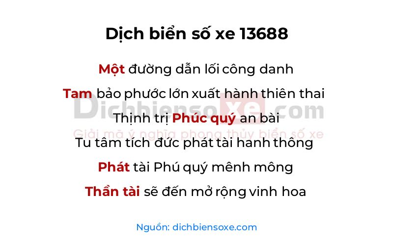 Dịch thơ biển số 13688