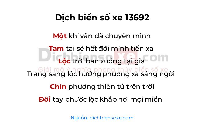 Dịch thơ biển số 13692