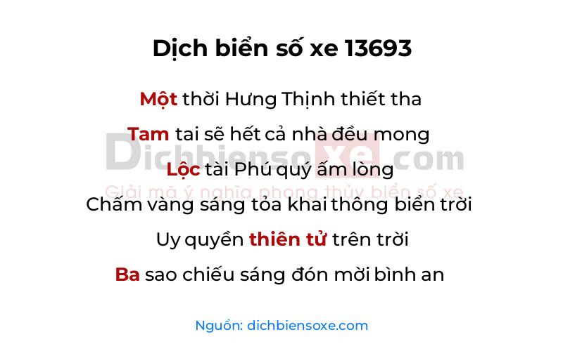 Dịch thơ biển số 13693