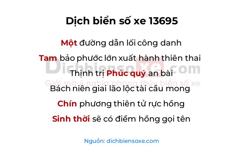 Dịch thơ biển số 13695