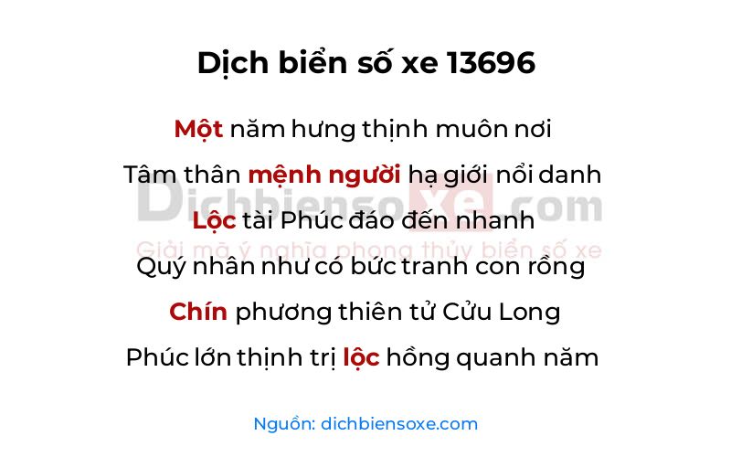 Dịch thơ biển số 13696