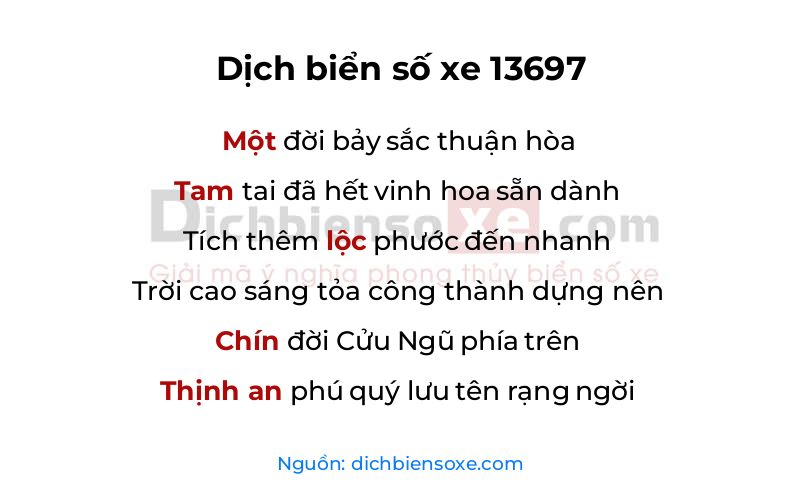 Dịch thơ biển số 13697