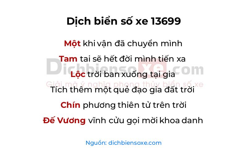Dịch thơ biển số 13699