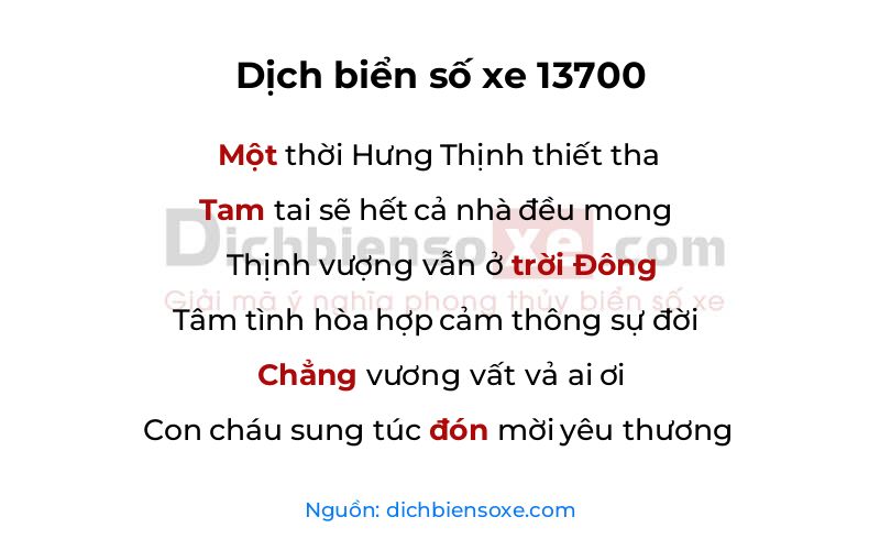 Dịch thơ biển số 13700