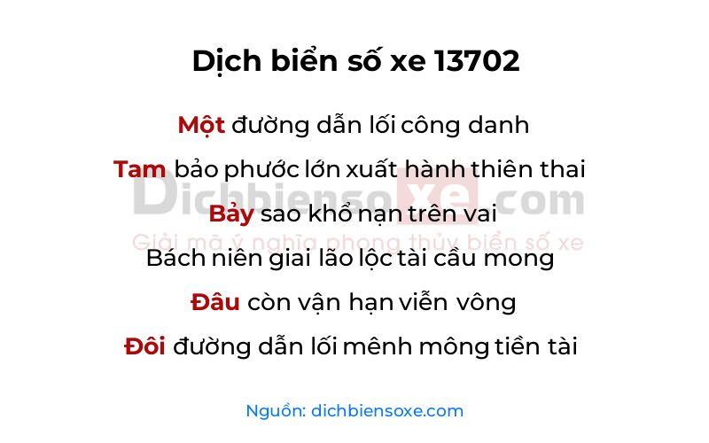 Dịch thơ biển số 13702