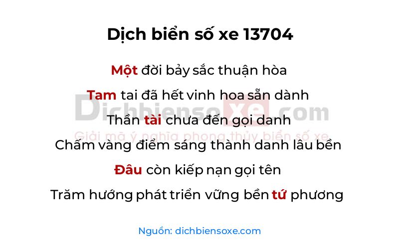Dịch thơ biển số 13704