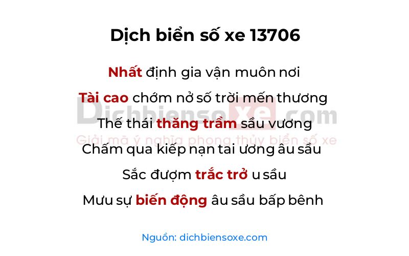 Dịch thơ biển số 13706