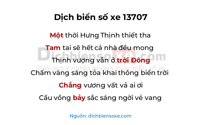 Dịch thơ biển số 13707